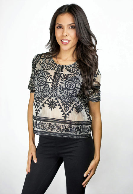 Fiona Ivory Top with Aztec Lace