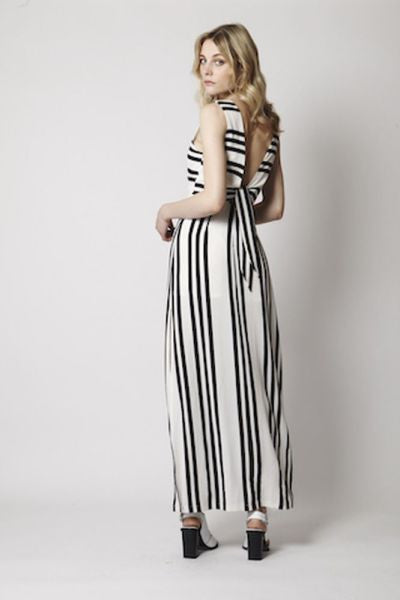 Over Exposed Ivory and Striped Maxi Dress - Eighty7 Boulevard 